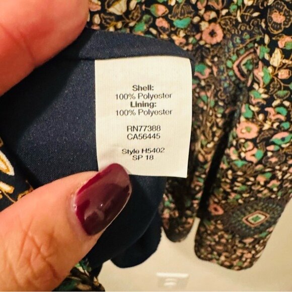 J.Crew Short-sleeve flutter Floral Patterned  Dress Navy Pink Begonia Size 00 - Picture 9 of 13